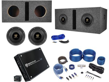 2) Rockville W65K9D4 6.5  1000w Car Subwoofers+Vented Box+Mono Amplifier+Amp Kit Online Hot Sale