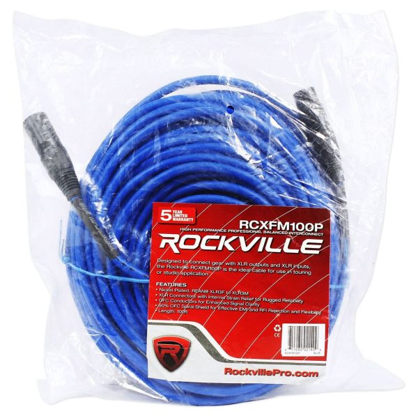 8 Rockville RCXFM100P-BL Blue 100  Female to Male REAN XLR Mic Cable 100% Copper Fashion