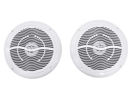 Pair Rockville RMC65W 6.5  600 Watt Waterproof Marine Boat Speakers 2-Way White For Sale