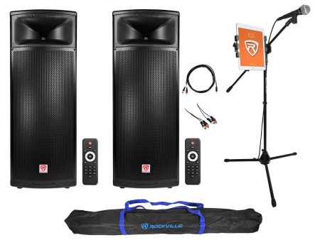 Karaoke Machine System w (2) Dual 15  1500w Speakers+Mic+Stand w Tablet Mount Cheap