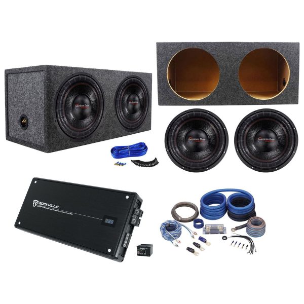 (2) American Bass ELITE-1244 2400w 12  Car Subwoofers+Amp+Wires+Sealed Sub Box Online Hot Sale