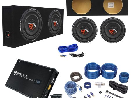 2) Rockville W12T4S2 12  Shallow Mount 1400w Subwoofera+Sealed Sub Box+Amplifier For Sale