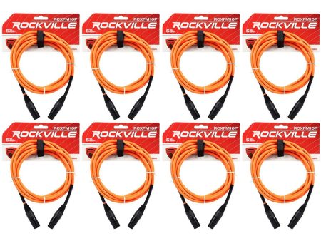 8 Rockville RCXFM10P-O Orange 10  Female to Male REAN XLR Mic Cable 100% Copper Cheap