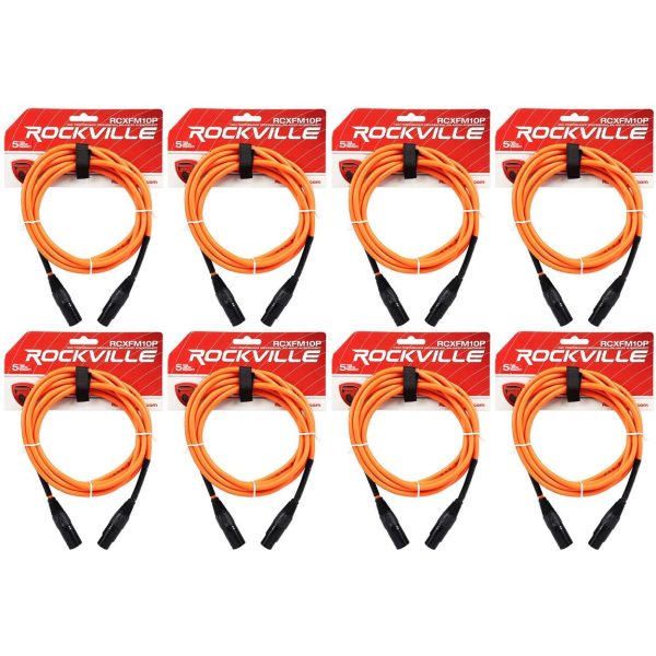 8 Rockville RCXFM10P-O Orange 10  Female to Male REAN XLR Mic Cable 100% Copper Cheap