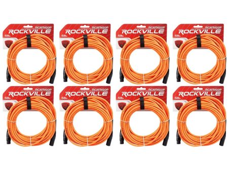 8 Rockville RCXFM50P-O Orange 50  Female to Male REAN XLR Mic Cable 100% Copper Sale