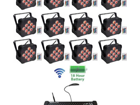 (12) Rockville BEST PAR 60 Battery Wash Lights Wireless DMX+384 Ch. Controller Hot on Sale