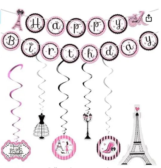 Paris Birthday Party Decorations Set Discount