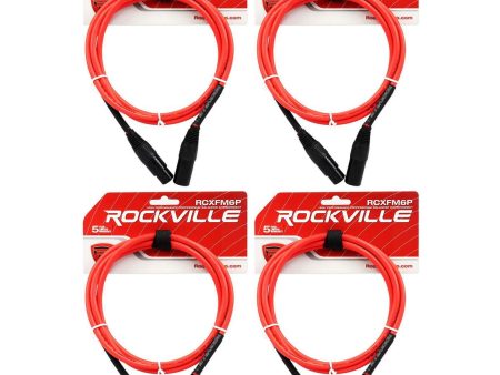 4 Rockville RCXFM6P-R Red 6  Female to Male REAN XLR Mic Cable 100% Copper Hot on Sale