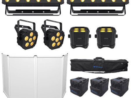 (2) Chauvet DJ Ezlink Strip Q6 BT+(2) Par Q6+(2) Par Q4 Wash Lights+Bags+Facade For Discount