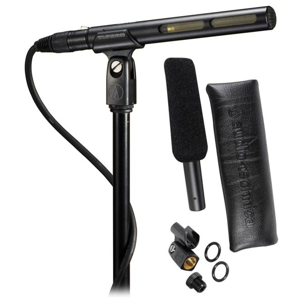 Audio Technica AT875R Short Shotgun Condenser Microphone w  Line+Mic Stand Online now