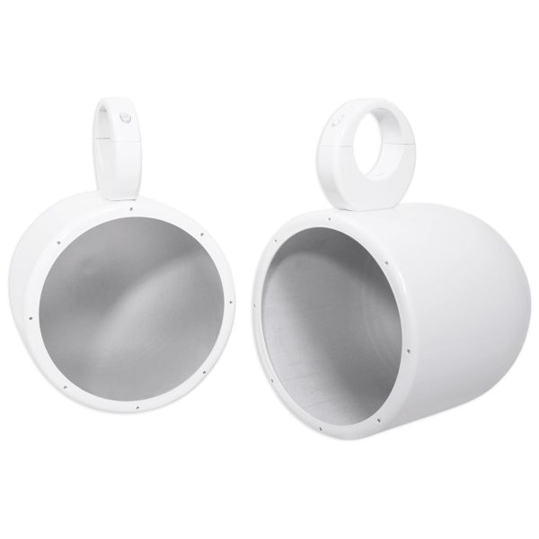 Pair Rockville MAC80W 7.7” White Aluminum Wakeboard Tower Speaker Pods
 and Covers Sale