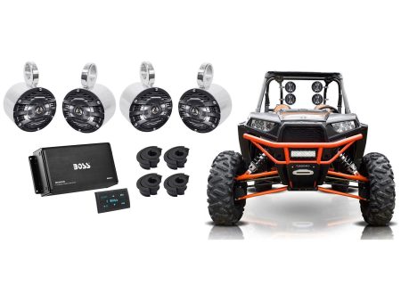 (4) Kenwood 6.5  Silver Rollcage Tower Speakers+Bluetooth Amp 4 RZR ATV UTV Cart Online Hot Sale