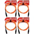 4 Rockville RCXFM6P-O Orange 6  Female to Male REAN XLR Mic Cable 100% Copper Supply