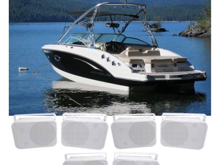 (6) Rockville HP65S-8 6.5  Marine Box Speakers with Swivel Bracket For Boats Hot on Sale