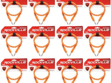 12 Rockville RCTR103O Orange 3  1 4   TRS to 1 4   TRS Cable 100% Copper Online Hot Sale