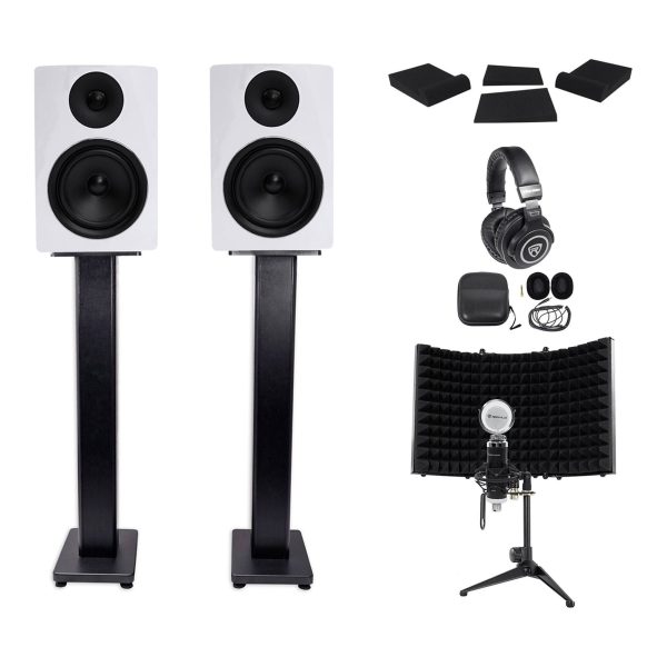 (2) APM6W 6.5  350w Studio Monitors+36  Stands+Pads+Headphones+Mic+Shield For Discount