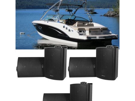 (6) Rockville HP5S Black 5.25  Marine Box Speakers with Swivel Bracket For Boats Cheap