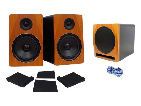 (2) Rockville APM8C 8  Powered Studio Monitors+Active 10  Subwoofer+Foam Pads Hot on Sale