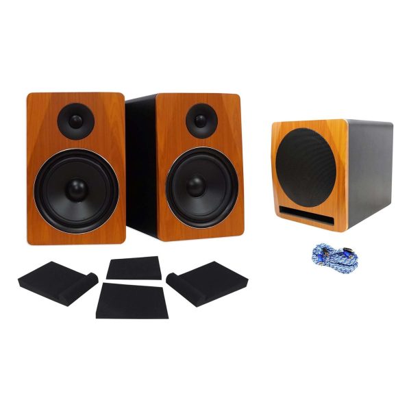 (2) Rockville APM8C 8  Powered Studio Monitors+Active 10  Subwoofer+Foam Pads Hot on Sale