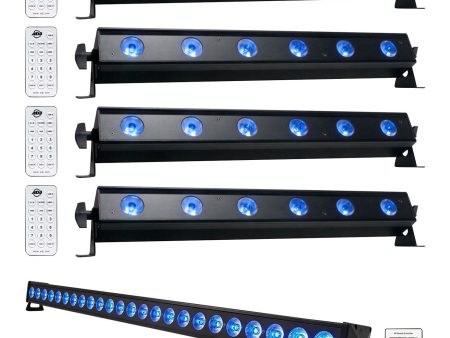 (4) American DJ ADJ UB 6H 22.5  RGBAW+UV DMX Wash Light Bars+Rechargeable Strip Online