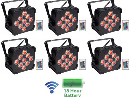 6) Rockville BEST PAR 60 Rechargeable Par Can Wash Lights wWireless DMX+RGBWA+UV For Sale