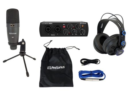 Presonus Work From Home Zoom Meeting Bundle: Interface+Headphones+Mic+Desk Stand Online