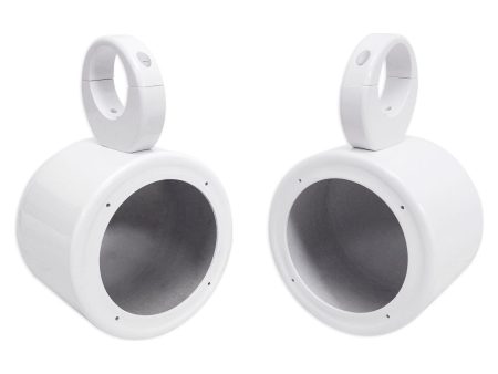 (2) Rockville MAC525W 5.25  White Marine Wakeboard Tower Speaker Pod Enclosures For Sale