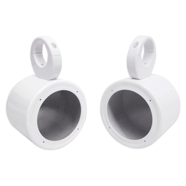 (2) Rockville MAC525W 5.25  White Marine Wakeboard Tower Speaker Pod Enclosures For Sale