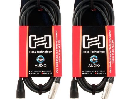 2 Hosa HPX-010 XLR To 1 4  TS 10 Foot Unbalanced Cables For Cheap