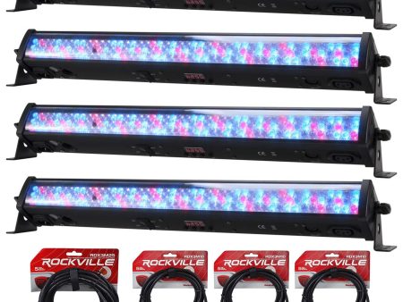 4 American DJ MEGA GO BAR 50 RGBA Rechargeable Battery Powered Wash Lights+Cables For Cheap