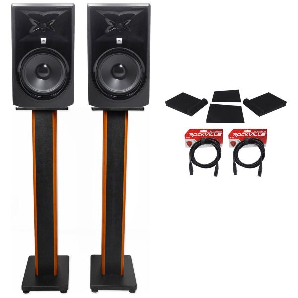 (2) JBL 308P MkII 8  Studio Monitors+36  Stands+Isolation Pads+XLR Cables Discount