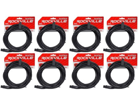 8 Rockville RCXFB25B Black 25  Female REAN XLR to 1 4   TRS Balanced Cables OFC For Sale