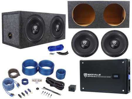 (2) Rockville W12K6D4 V2 12  4800w Subwoofers+Sealed Box+Mono Amplifier+Amp Kit Sale