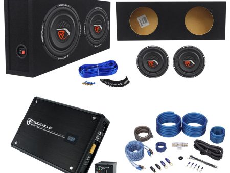 (2) Rockville W10T4-S2 10  Shallow Subwoofers+Sealed Box+Mono Amplifier+Amp Kit Online Sale