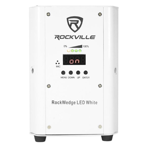 (10) Rockville RockWedge LED RGBWA+UV Rechargeable Wireless DMX White Up-Lights Sale