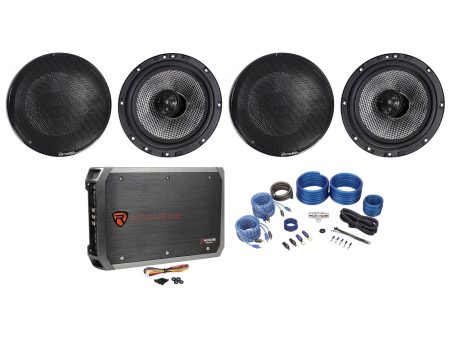 (4) American Bass SQ 6.5  80w RMS Car Audio Speakers+4-Channel Amplifier+Wires Hot on Sale