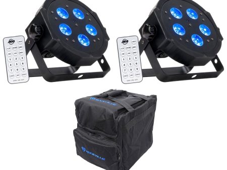 (2) American DJ ADJ MEGA HEX PAR Can RGBWA+UV Slim LED Wash Light Up-Lights+Bag on Sale