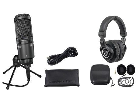 Audio Technica AT2020USB+ Podcast Podcasting Microphone+Headphones+Stand Supply