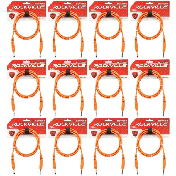 12 Rockville RCTR106O Orange 6  1 4   TRS to 1 4   TRS  Cable 100% Copper For Sale