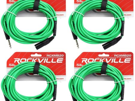 4 Rockville RCXMB20-G Green 20  Male REAN XLR to 1 4   TRS Balanced Cables Fashion