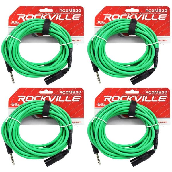 4 Rockville RCXMB20-G Green 20  Male REAN XLR to 1 4   TRS Balanced Cables Fashion