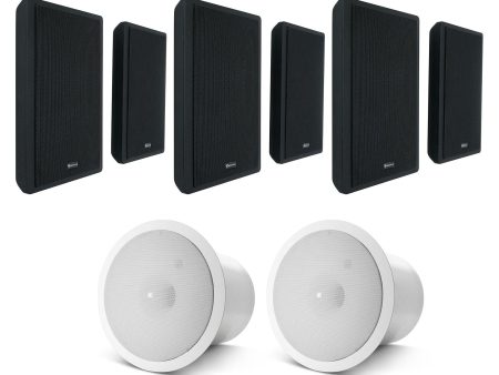 (6) Rockville ROCKSLIM BLACK 240w Slim Home Theater Wall Speakers+JBL Subwoofers Hot on Sale