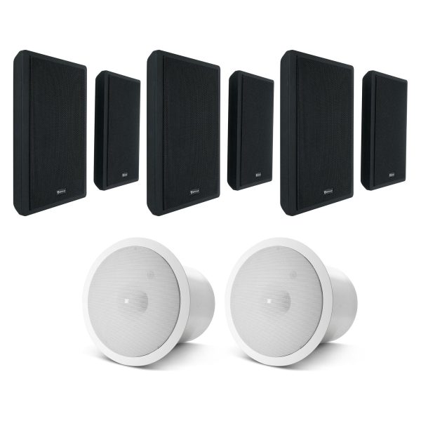 (6) Rockville ROCKSLIM BLACK 240w Slim Home Theater Wall Speakers+JBL Subwoofers Hot on Sale