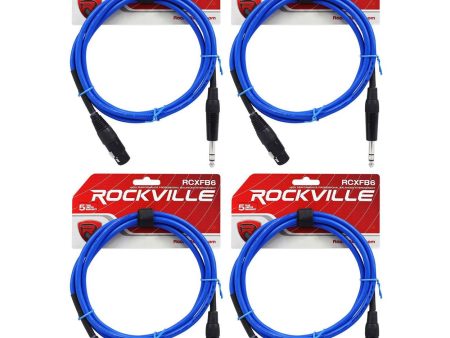 4 Rockville RCXFB6Bl Blue 6  Female REAN XLR to 1 4   TRS Balanced Cables OFC Fashion