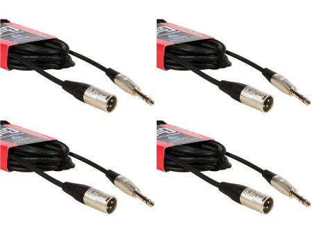 (4) Hosa HSX-020 20 Foot Rean 1 4  TRS To XLR Male Pro Speaker Cables Online now