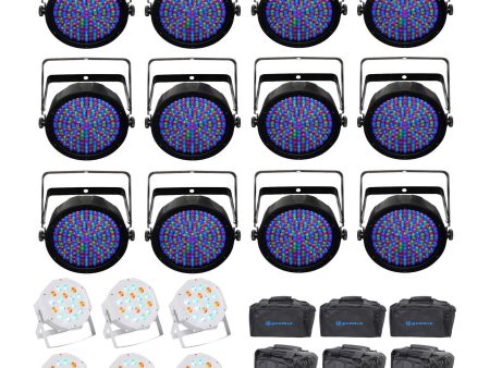 (12) Chauvet SlimPAR 64 RGBA DMX LED Wash Lights+(6) Free RGB Par Can Lights For Sale