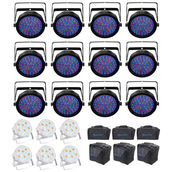 (12) Chauvet SlimPAR 64 RGBA DMX LED Wash Lights+(6) Free RGB Par Can Lights For Sale