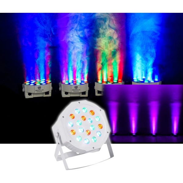 24 Rockville RockPAR50 WHT RGB Par Can DJ Club Wash Lights+384 Ch DMX Controller For Discount