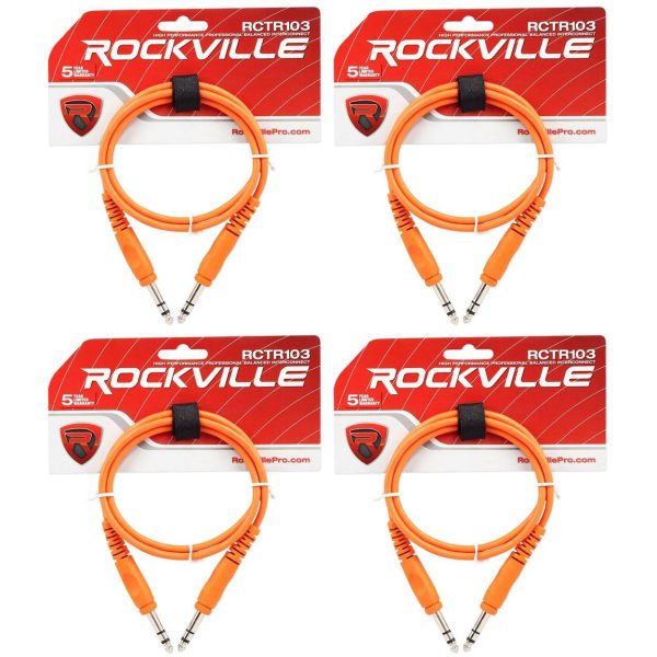 4 Rockville RCTR103O Orange 3  1 4   TRS to 1 4   TRS Cable 100% Copper For Cheap