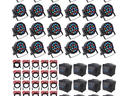 (24) Rockville RockPAR50 LED RGB Par Can DJ Club DMX Wash Lights+Cables+Bags Fashion